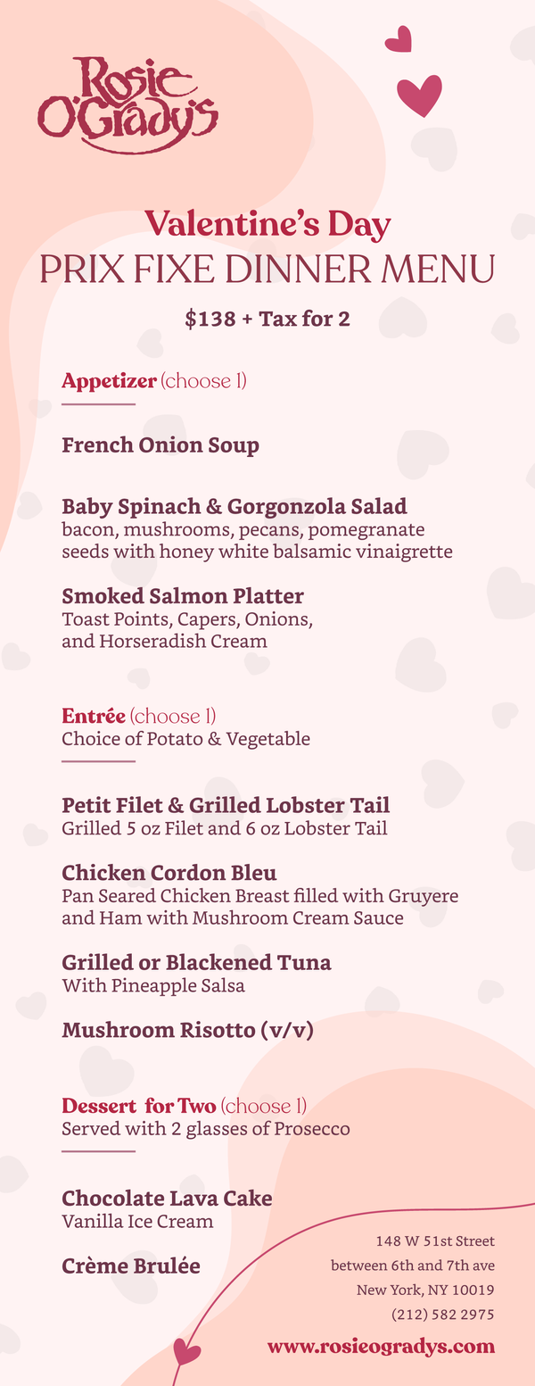 Valentine's Day Menu